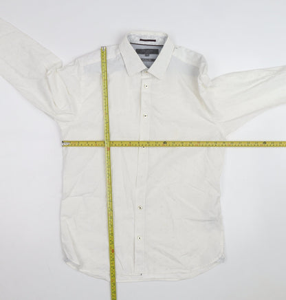 Ted Baker Men's White 15.5in Classic Long Sleeve Button-Up Shirt