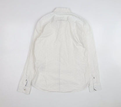Ted Baker Men's White 15.5in Classic Long Sleeve Button-Up Shirt