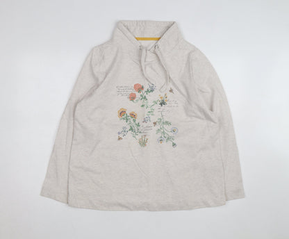 Bonmarché Women Beige Floral Print Pullover Hoodie Size 16