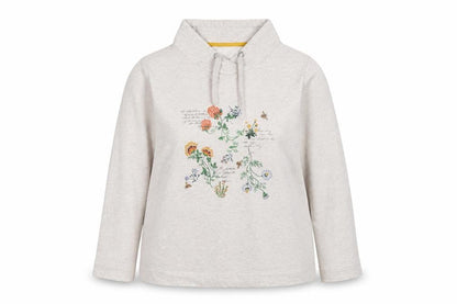 Bonmarché Women Beige Floral Print Pullover Hoodie Size 16