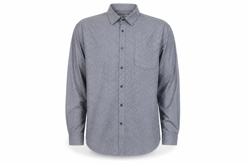 Barbour Beacon Men's Blue Geometric Slim Fit Long Sleeve Cotton Shirt M