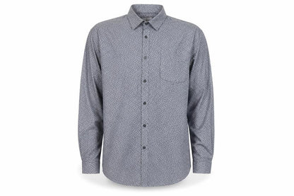 Barbour Beacon Men's Blue Geometric Slim Fit Long Sleeve Cotton Shirt M