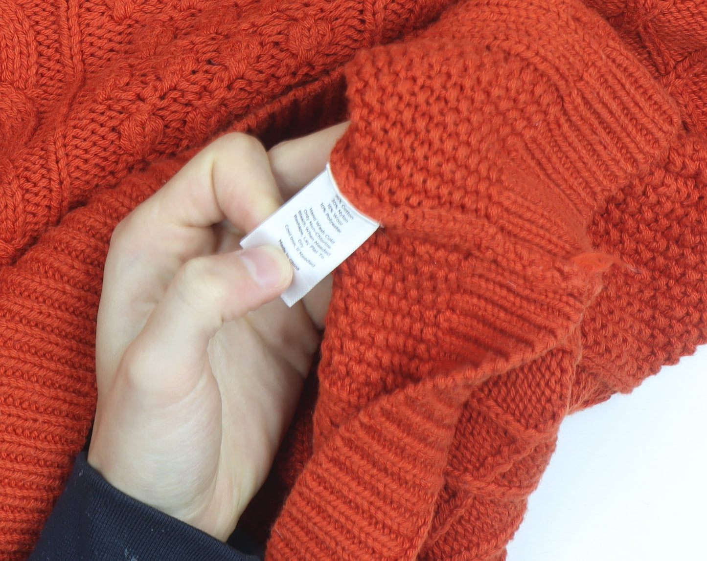 Talbots Women’s Orange Cable Knit Crew Neck Petite L Jumper