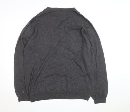 Van Heusen Men's Grey Argyle V-Neck Cotton Jumper XL