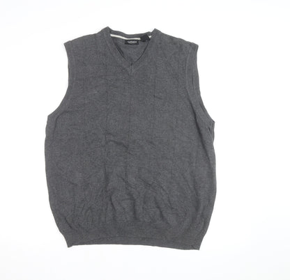 Van Heusen Men's Grey Cotton V-Neck Sleeveless Vest L