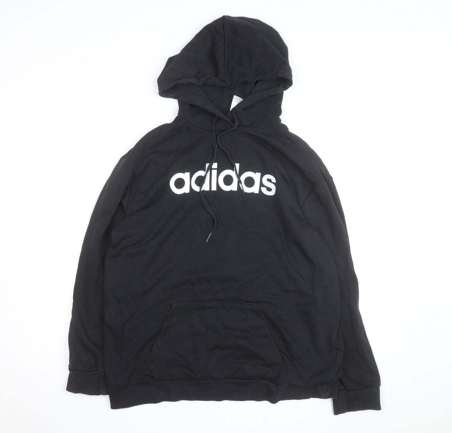 Adidas Women's Black Pullover Hoodie UK 14 Hooded Logo Sweatshirt