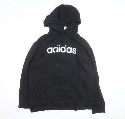 Adidas Women's Black Pullover Hoodie UK 14 Hooded Logo Sweatshirt