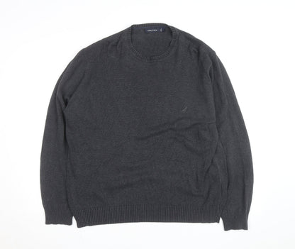 Nautica Men’s Grey Wool Blend Crew Neck Jumper L