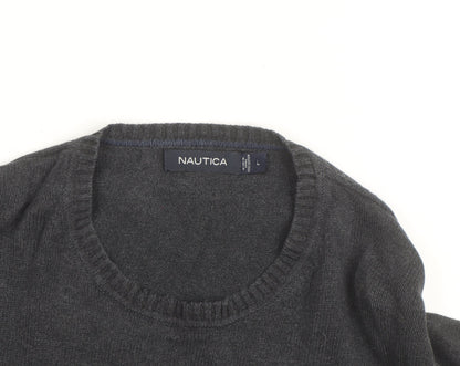 Nautica Men’s Grey Wool Blend Crew Neck Jumper L
