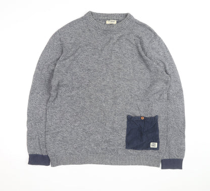 Jack & Jones Mens Grey 2XL Knit Pullover Jumper with Pocket