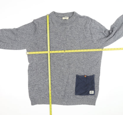 Jack & Jones Mens Grey 2XL Knit Pullover Jumper with Pocket