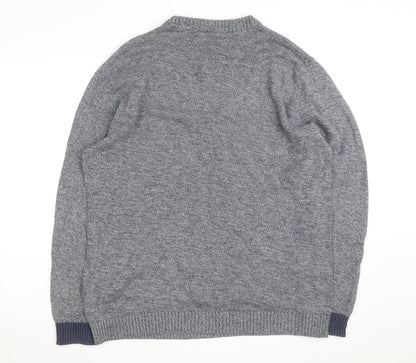 Jack & Jones Mens Grey 2XL Knit Pullover Jumper with Pocket