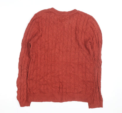 Croft & Barrow Men's Red Cable-Knit Cotton Jumper M