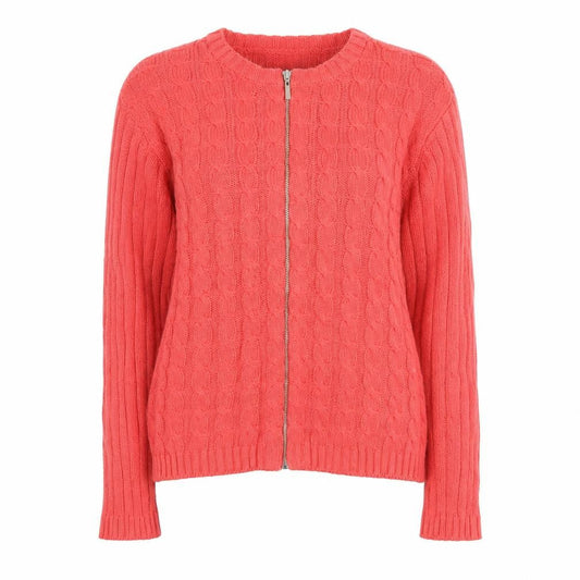 Liz Claiborne Womens Pink Cotton Cable-Knit Full Zip Jumper M