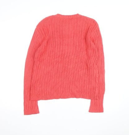 Liz Claiborne Womens Pink Cotton Cable-Knit Full Zip Jumper M