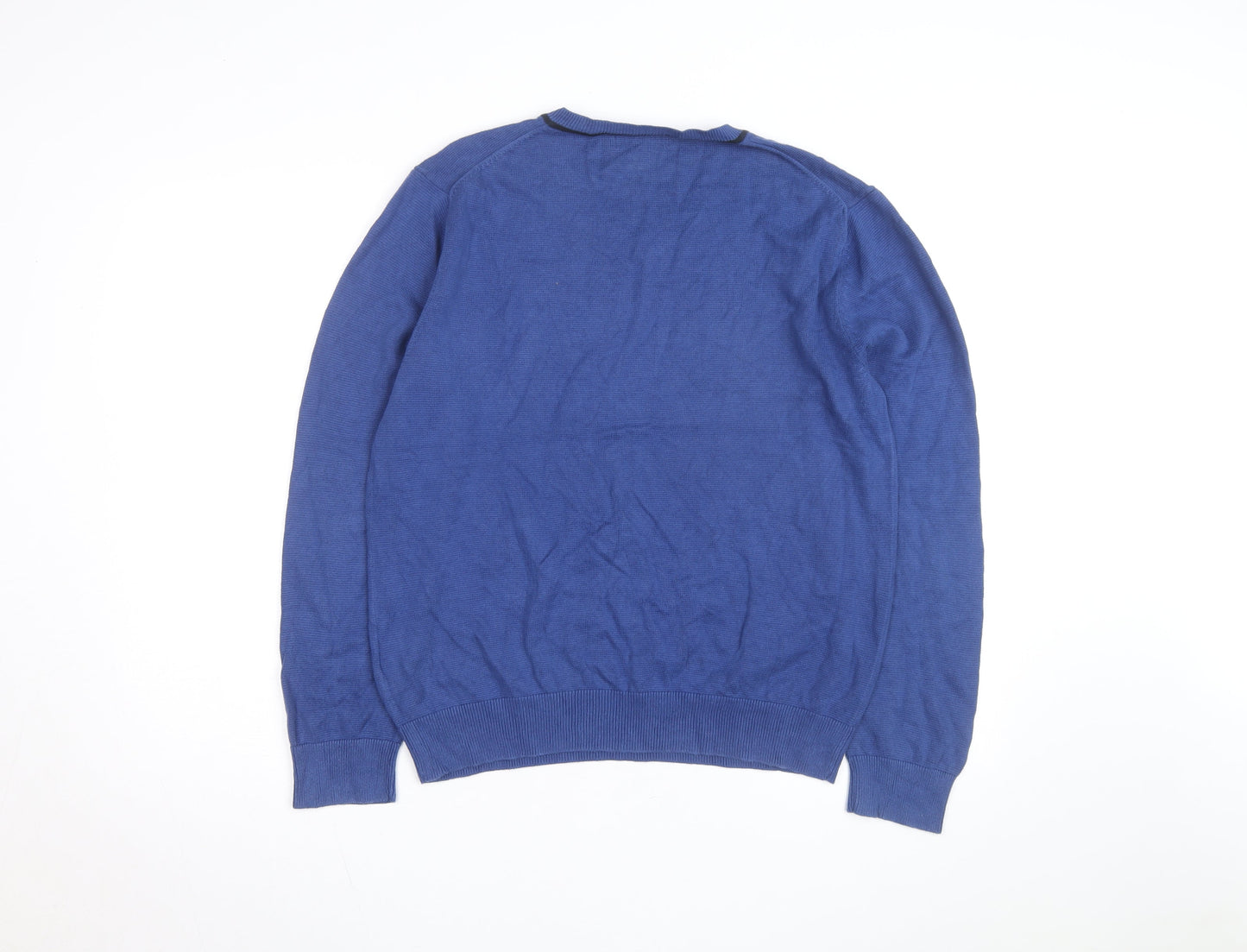 Nautica Men's Blue Cotton V-Neck Jumper Size M
