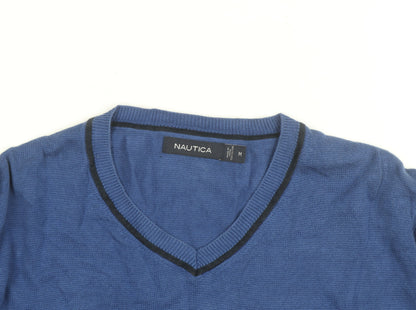 Nautica Men's Blue Cotton V-Neck Jumper Size M