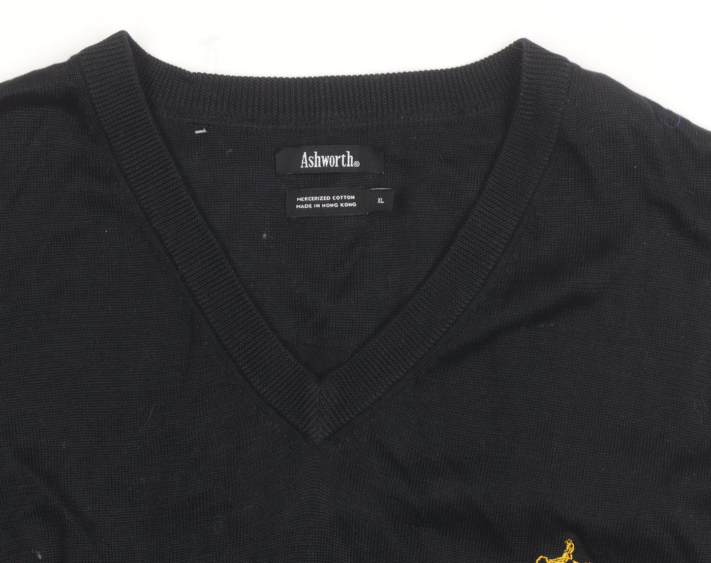 Ashworth Men's Black Cotton Golf V-Neck Sleeveless Vest XL