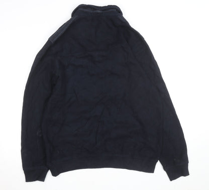 Hugo Boss Mens Navy Blue 2XL Collared 1/4 Zip Cotton Jumper