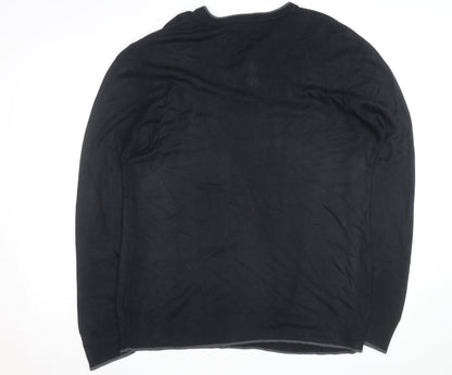 Thomas Nash Men's Black XL Henley Knit Jumper Cotton Blend