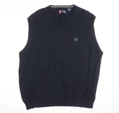 Chaps Men's Blue 2XL Cotton V-Neck Sleeveless Knit Vest