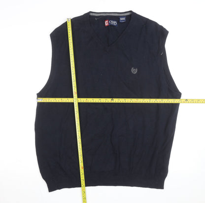 Chaps Men's Blue 2XL Cotton V-Neck Sleeveless Knit Vest