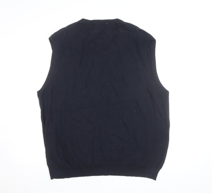 Chaps Men's Blue 2XL Cotton V-Neck Sleeveless Knit Vest
