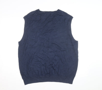 Nautica Men's Blue Cotton V-Neck Sleeveless Vest Jumper XL