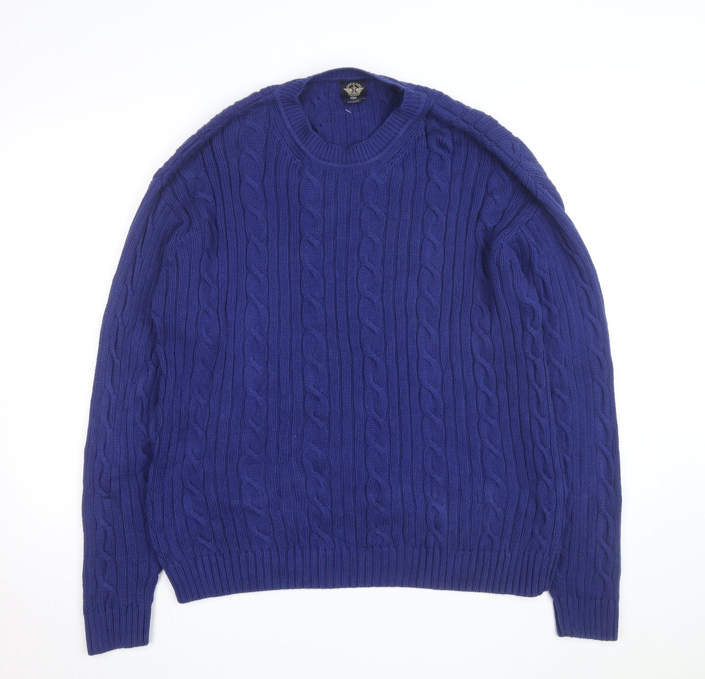 Dockers Men's Blue Cable-Knit Cotton Jumper XL Classic Fit
