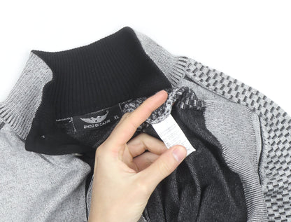 Enzo Di Capri Men's Grey XL Henley Knit Jumper Long Sleeve
