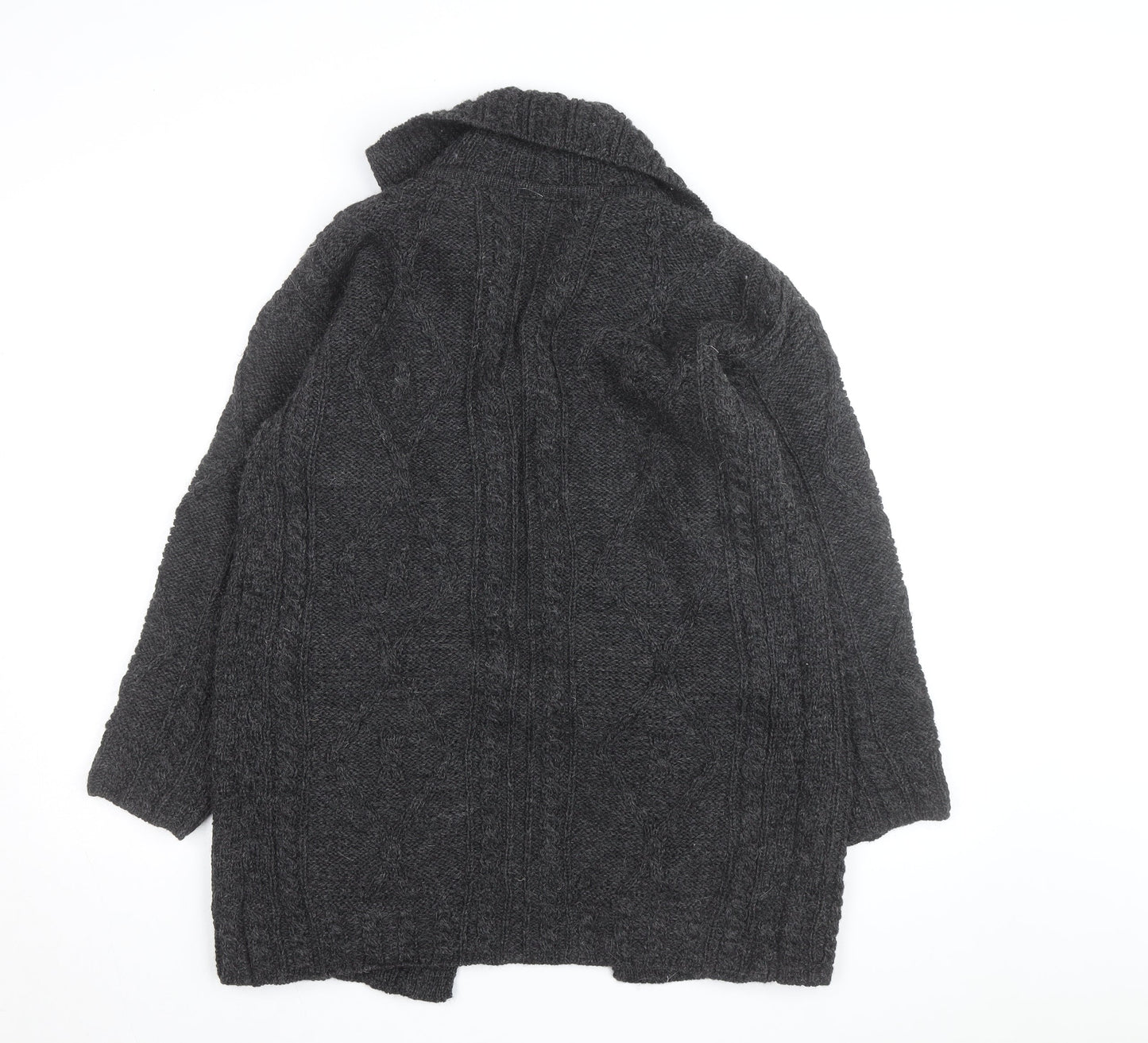 Aran Woollen Mills Men's Grey Wool Cable Knit Cardigan S