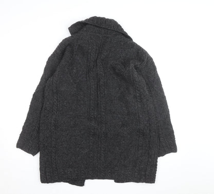 Aran Woollen Mills Men's Grey Wool Cable Knit Cardigan S
