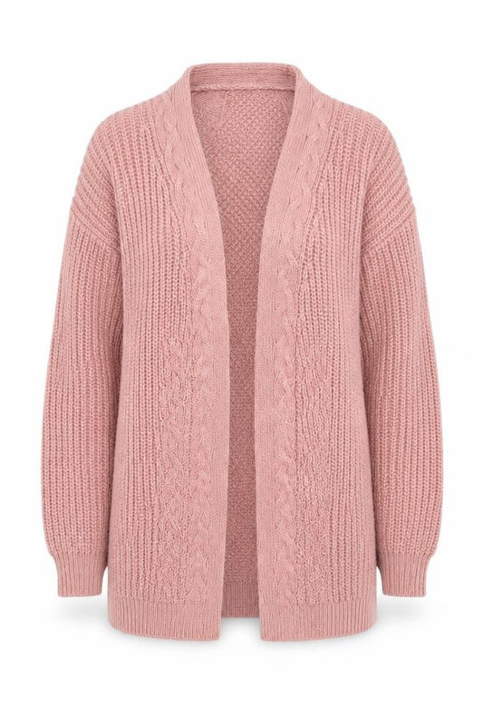 Lipsy Women Pink Cable-Knit Long Sleeve Open Cardigan Size 6