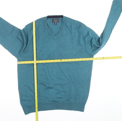 Club Room Men’s Blue V-Neck Pullover Jumper Size M Acrylic Knit