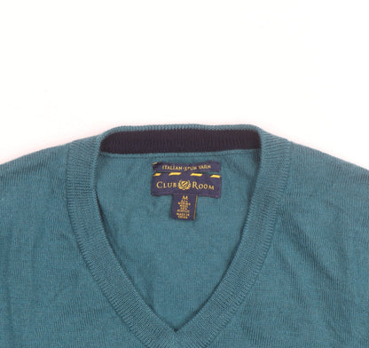 Club Room Men’s Blue V-Neck Pullover Jumper Size M Acrylic Knit