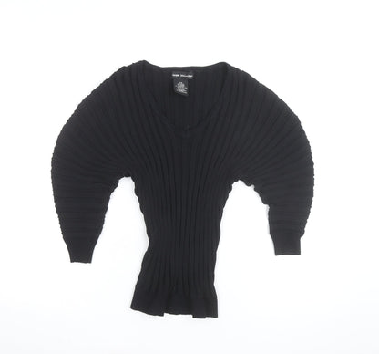 Catherine Malandrino Women's Black V-Neck Dolman Sleeve Knit Jumper S