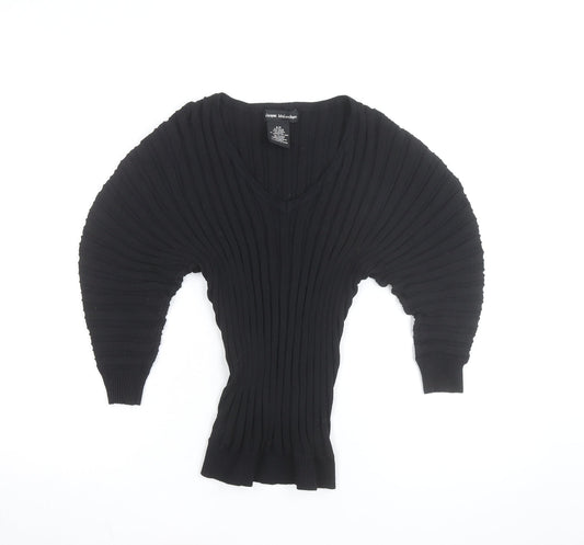 Catherine Malandrino Women's Black V-Neck Dolman Sleeve Knit Jumper S