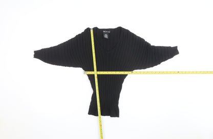 Catherine Malandrino Women's Black V-Neck Dolman Sleeve Knit Jumper S