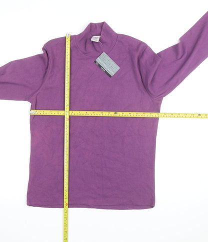 Geoffrey Beene Women's Purple Mock Neck Long Sleeve Cotton Jumper L