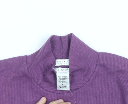 Geoffrey Beene Women's Purple Mock Neck Long Sleeve Cotton Jumper L
