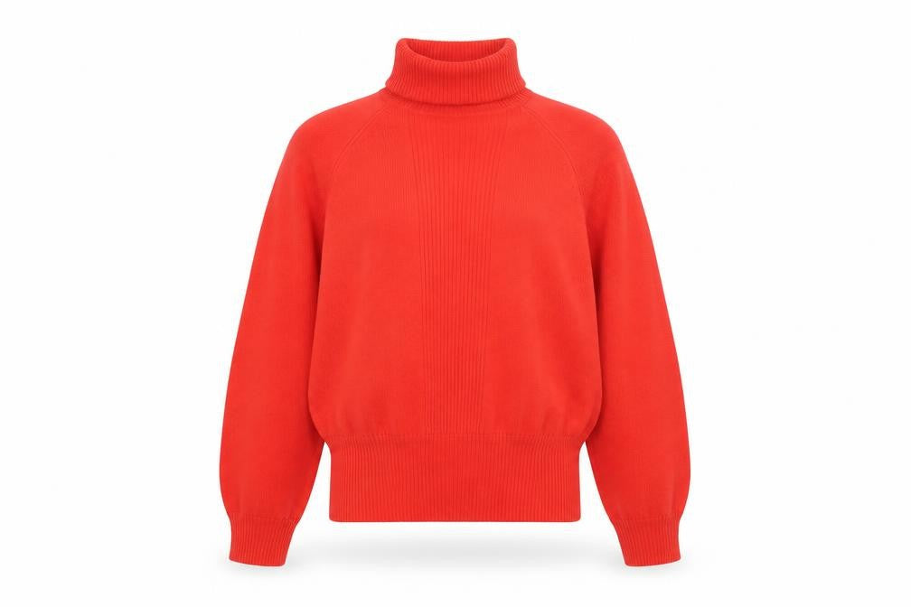 Liz Claiborne Women’s Red Roll Neck Lambswool Blend Petite Jumper Size L