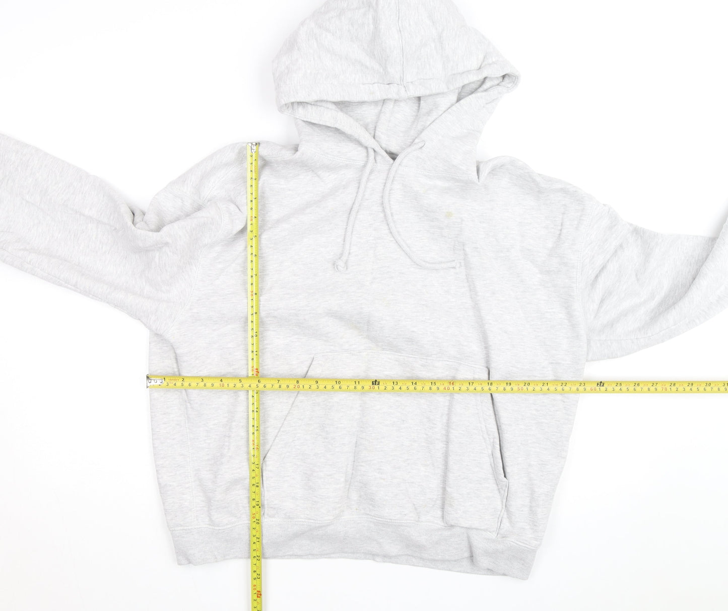 Weekday Men's Grey Pullover Hoodie Size M Fleece Cotton Blend