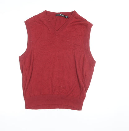 Greg Norman Men's Red Cotton Blend V-Neck Golf Vest S