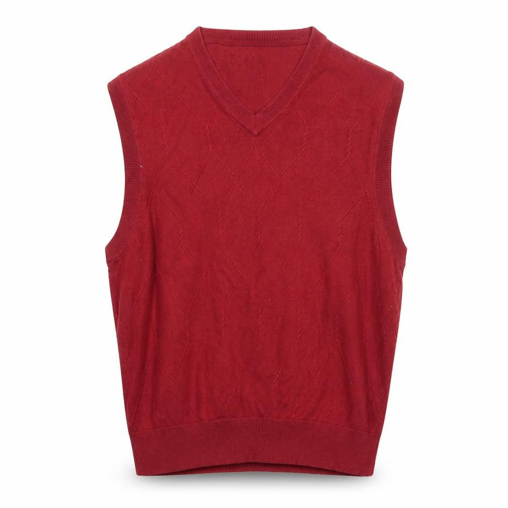 Greg Norman Men's Red Cotton Blend V-Neck Golf Vest S