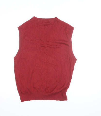 Greg Norman Men's Red Cotton Blend V-Neck Golf Vest S
