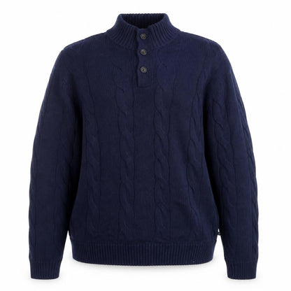 Chaps Men's Blue Cotton Cable-Knit Henley Jumper 2XL