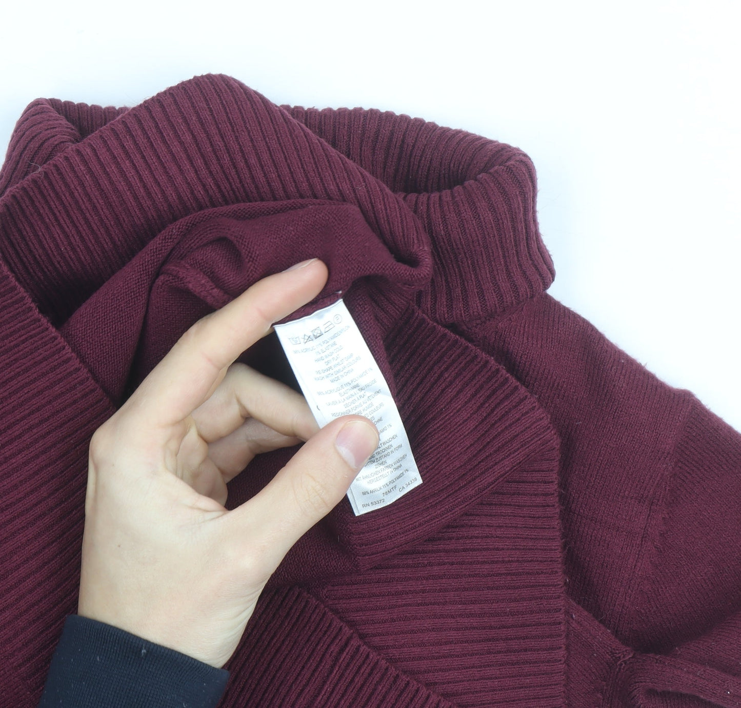 French Connection Men's Red Roll Neck Cotton Jumper Size M