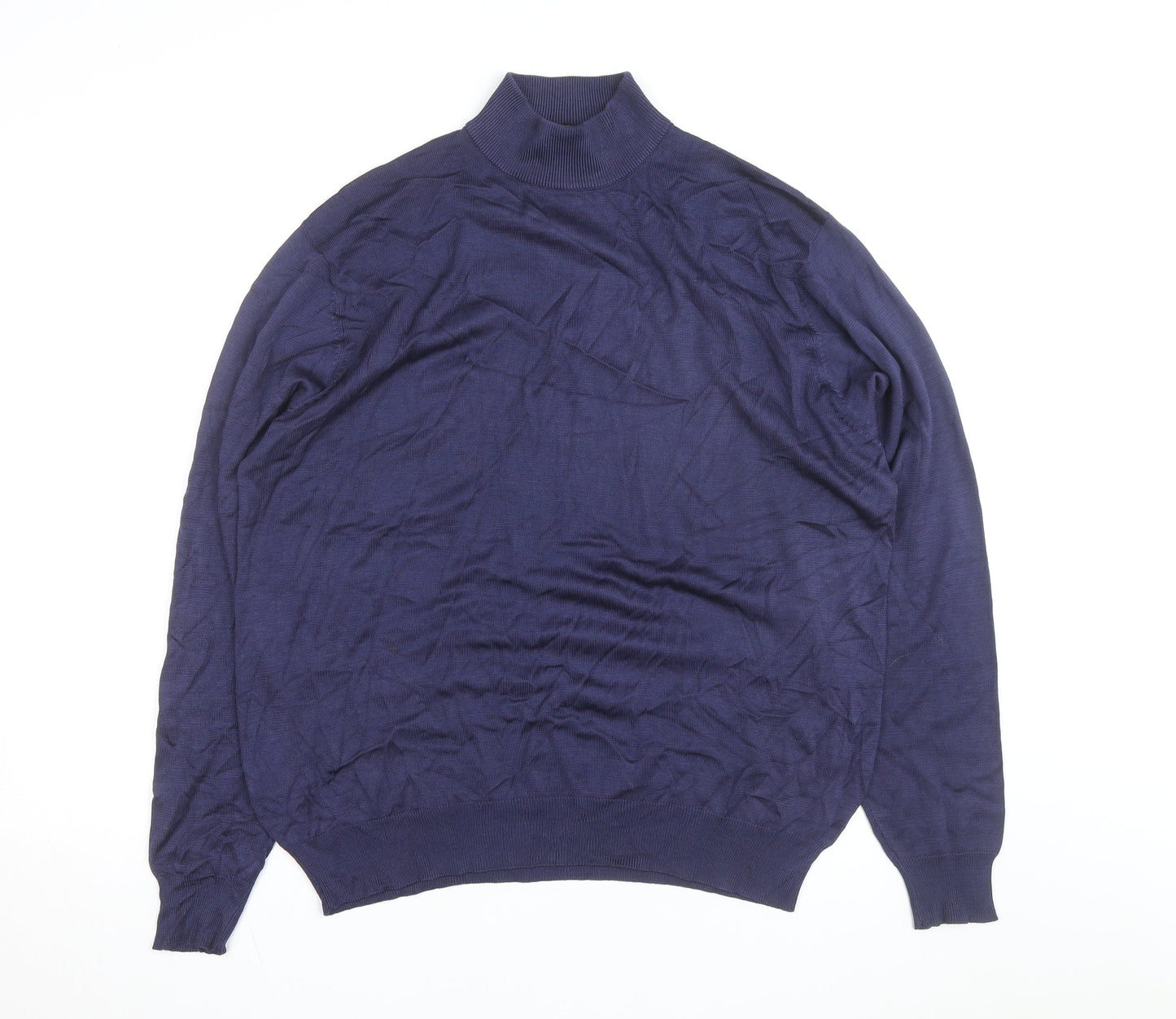 Jos. A. Bank Men's Blue Silk Roll Neck Jumper Size L