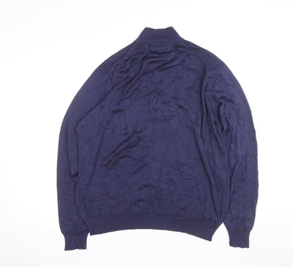 Jos. A. Bank Men's Blue Silk Roll Neck Jumper Size L