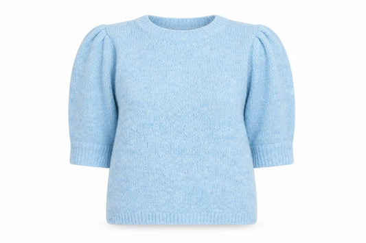 Vila Women Blue Short Sleeve Crew Neck Knit Pullover Jumper Size S